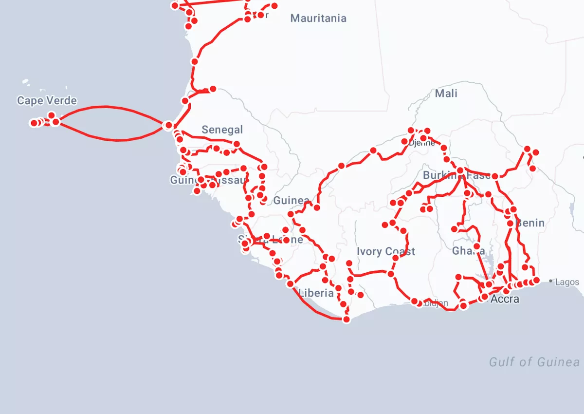 Map of West African Road Trip