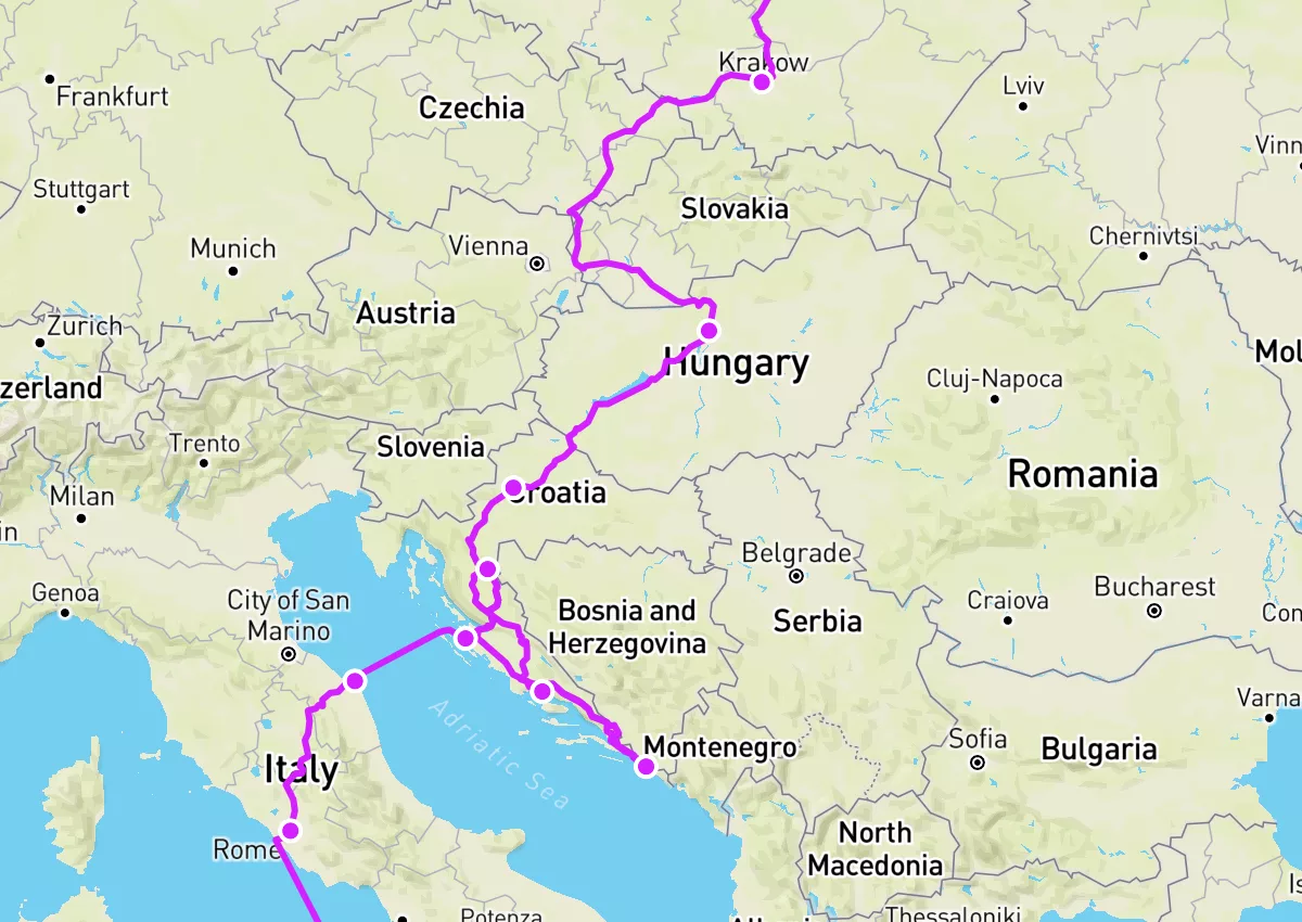 Map of a Round The World Trip